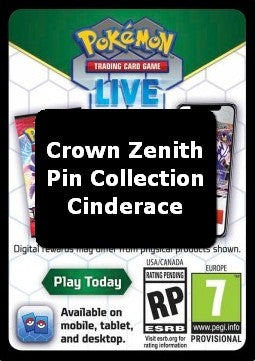 Live Code Card (Cinderace Pin Collection) - Crown Zenith (Online Code Card)