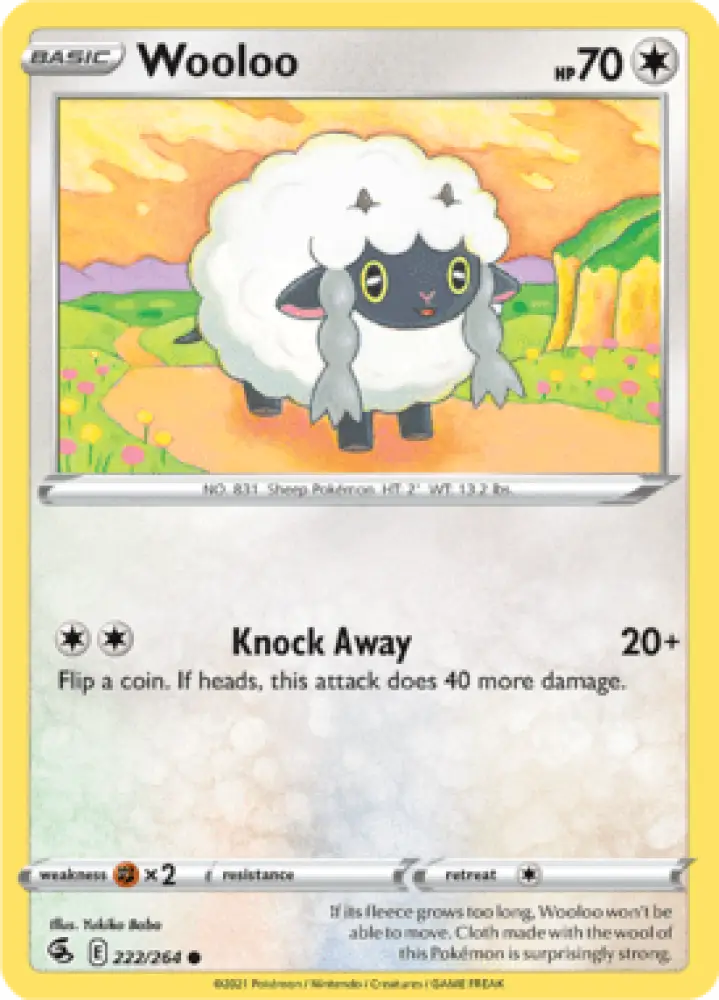 Fusion Strike Wooloo 222/264 Englisch - Holo / Near Mint - Sammelkarten