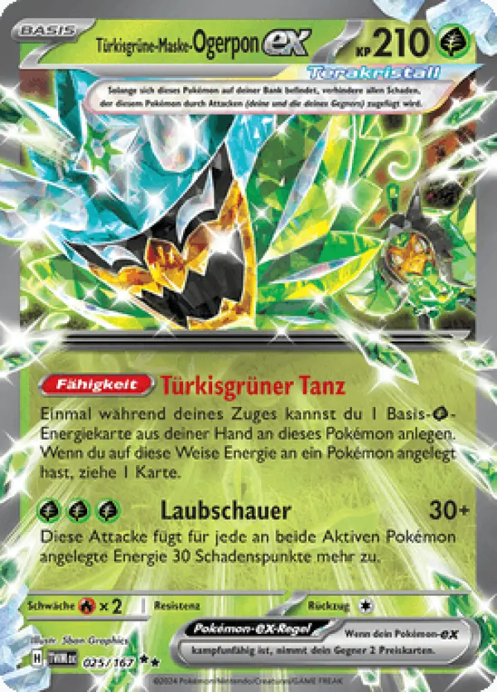 Maskerade im Zwielicht Türkisgrüne-Maske-Ogerpon-ex 025/167 Deutsch - Sammelkarten