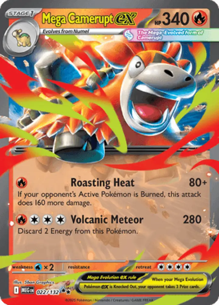 Mega Evolution Mega Camerupt ex 022/132 Englisch - Holo / Near Mint - Sammelkarten