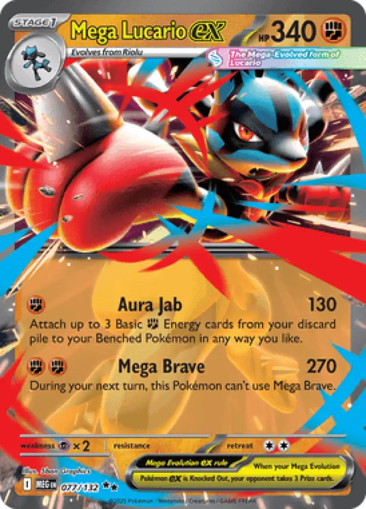 Mega Evolution Mega Lucario ex 077/132 Englisch - Holo / Near Mint - Sammelkarten