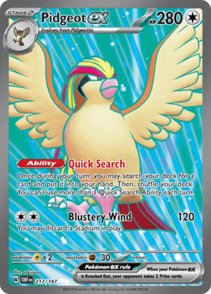 Obsidian Flames Pidgeot ex 217/197 Englisch - Sammelkarten