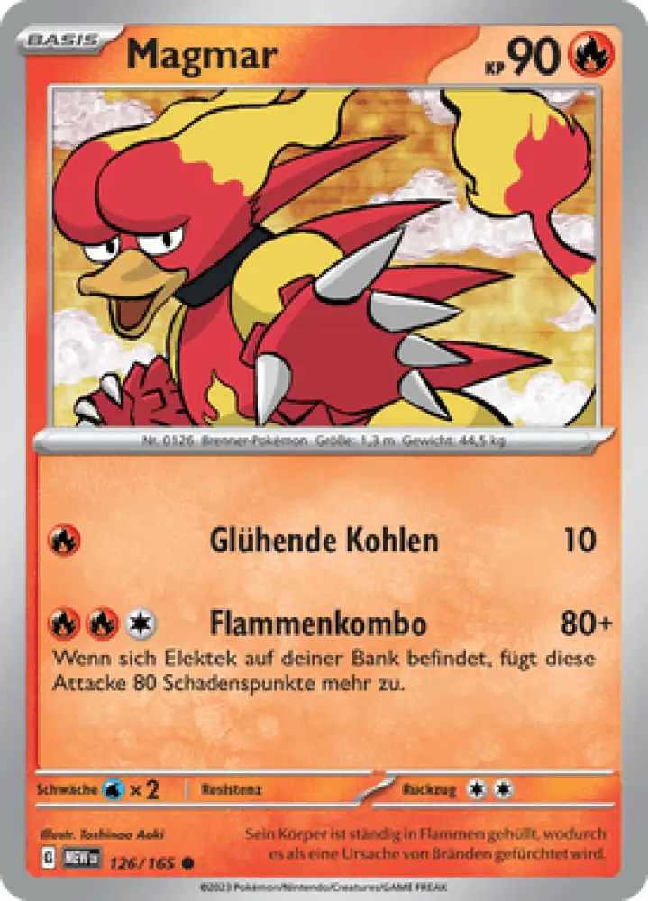Pokemon 151 Magmar 126/165 Deutsch - Sammelkarten