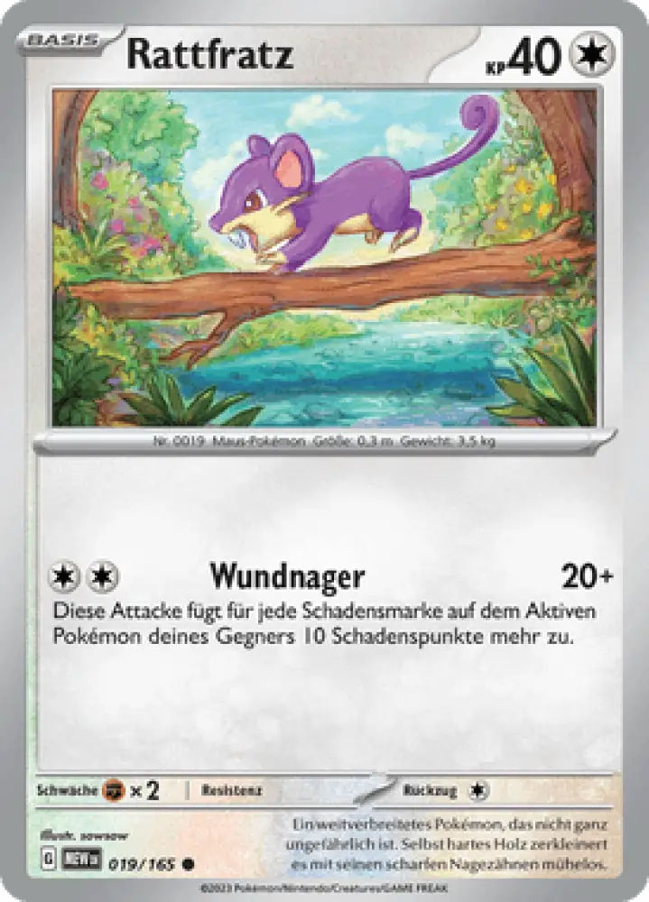 Pokemon 151 Rattfratz 019/165 Deutsch - Sammelkarten