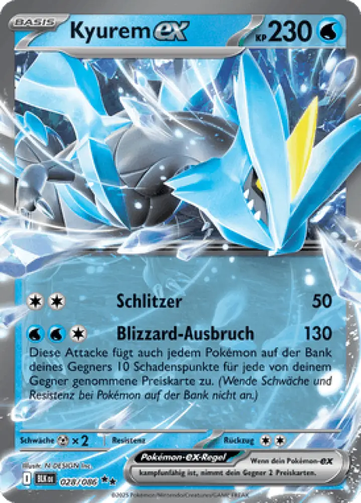 Schwarze Blitze Kyurem-ex 028/086 Deutsch - Holo / Near Mint - Sammelkarten