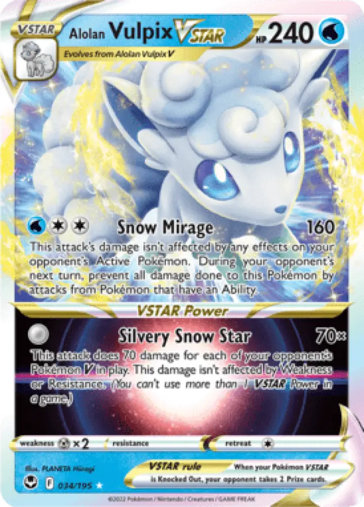 Silver Tempest Alolan Vulpix VSTAR 034/195 Englisch - Holo / Near Mint - Sammelkarten