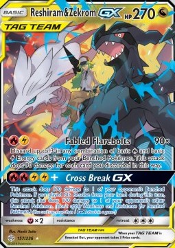 Reshiram & Zekrom GX - Cosmic Eclipse (Ultra Rare) [CEC-157]