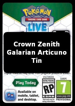 Live Code Card (Galarian Articuno Tin) - Crown Zenith (Online Code Card)