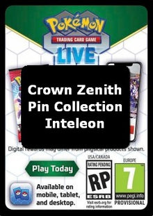 Live Code Card (Inteleon Pin Collection) - Crown Zenith (Online Code Card)