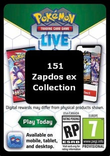 Live Code Card (Zapdos ex Collection) - 151 (Online Code Card)