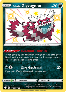 Shining Fates Galarian Zigzagoon SV078/SV122 Englisch