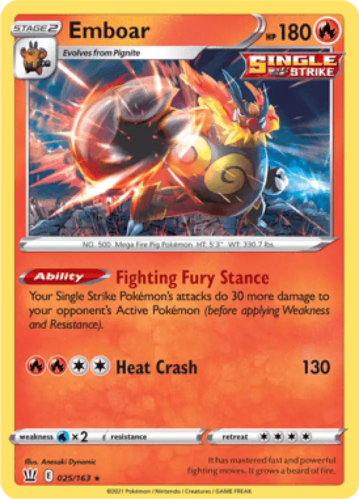 Battle Styles Emboar 025/163 Englisch - Holo / Near Mint - Sammelkarten