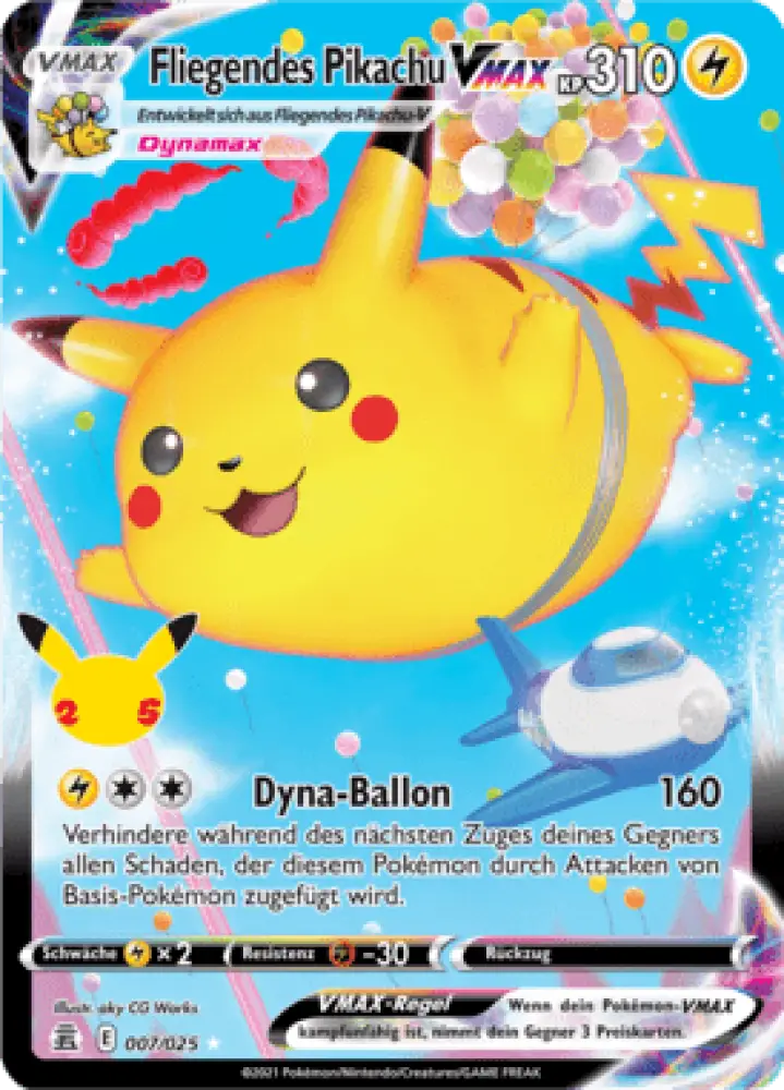 Celebrations Fliegendes Pikachu VMAX 007/025 Deutsch - Holo / Near Mint - Sammelkarten