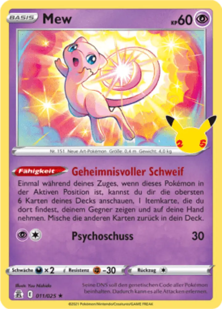 Celebrations Mew 011/025 Deutsch - Holo / Near Mint - Sammelkarten