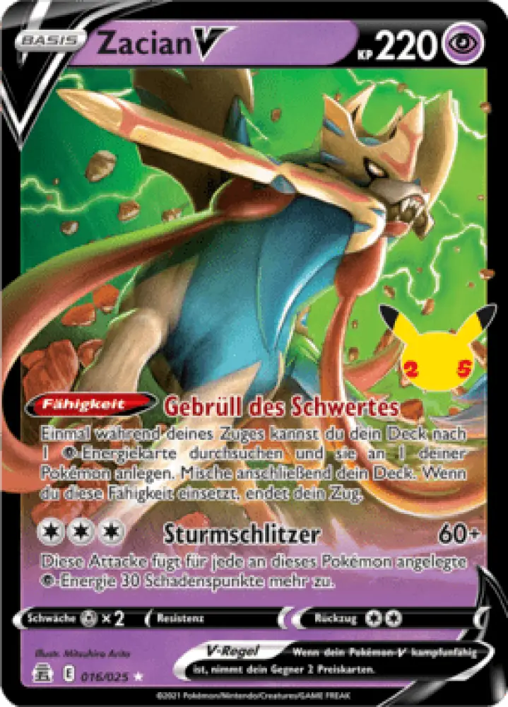 Celebrations Zacian V 016/025 Deutsch - Holo / Near Mint - Sammelkarten