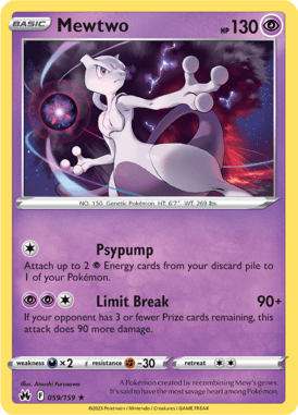 Crown Zenith Mewtwo 059/159 Englisch - Sammelkarten