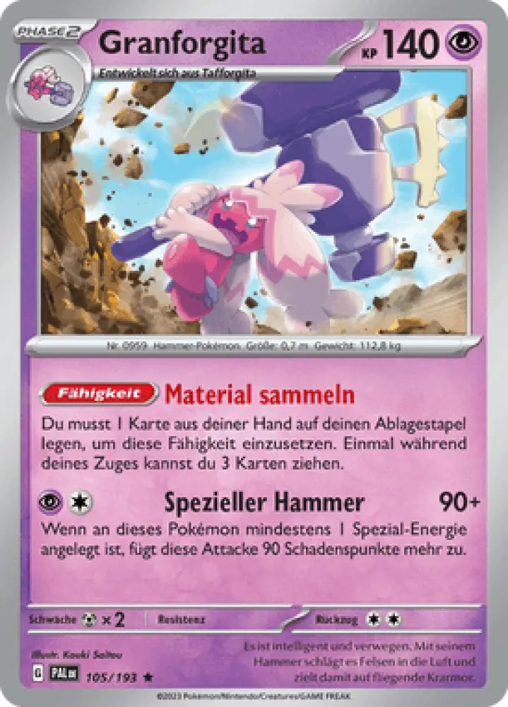Entwicklungen in Paldea Granforgita 105/193 Deutsch - Holo / Near Mint - Sammelkarten