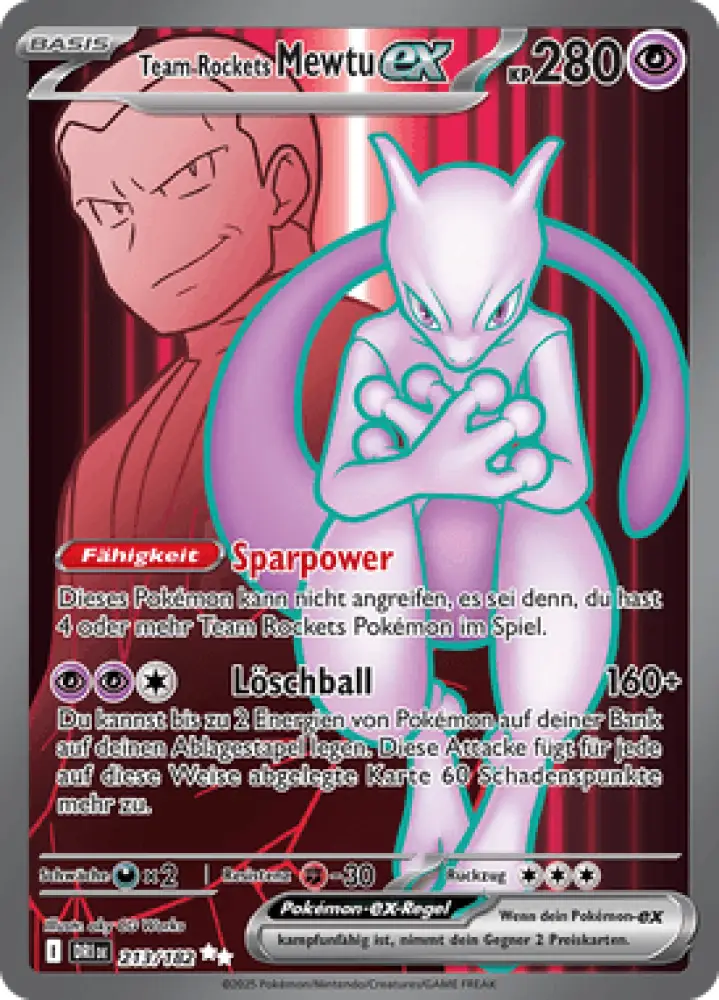 Ewige Rivalen Team Rockets Mewtu-ex 213/182 Deutsch - Holo / Near Mint - Sammelkarten