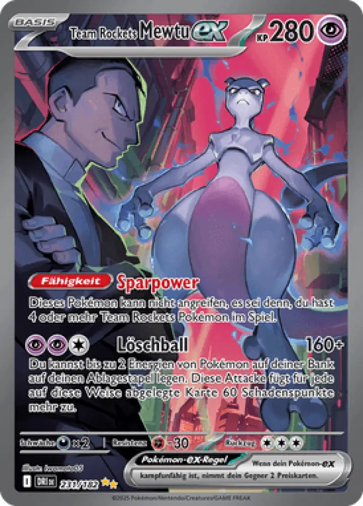 Ewige Rivalen Team Rockets Mewtu-ex 231/182 Deutsch - Sammelkarten