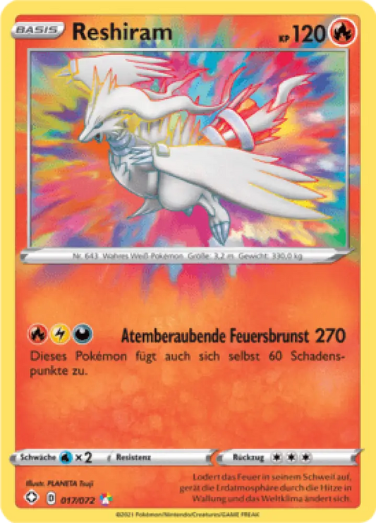 Glänzendes Schicksal Reshiram 017/072 Deutsch - Holo / Near Mint - Sammelkarten