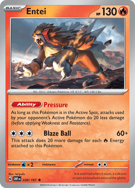 Obsidian Flames Entei 030/197 Englisch - Sammelkarten