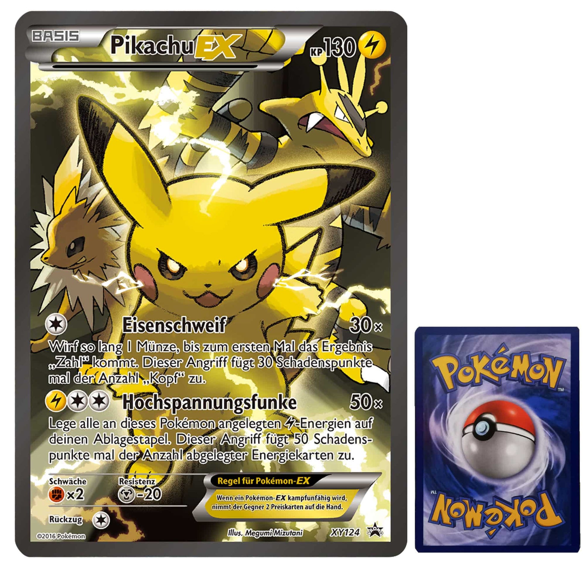 Pikachu EX Pokemon XXL Karte XY124 Deutsch