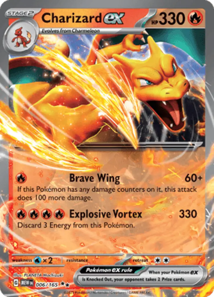 Pokémon 151 Charizard ex 006/165 Englisch - Sammelkarten