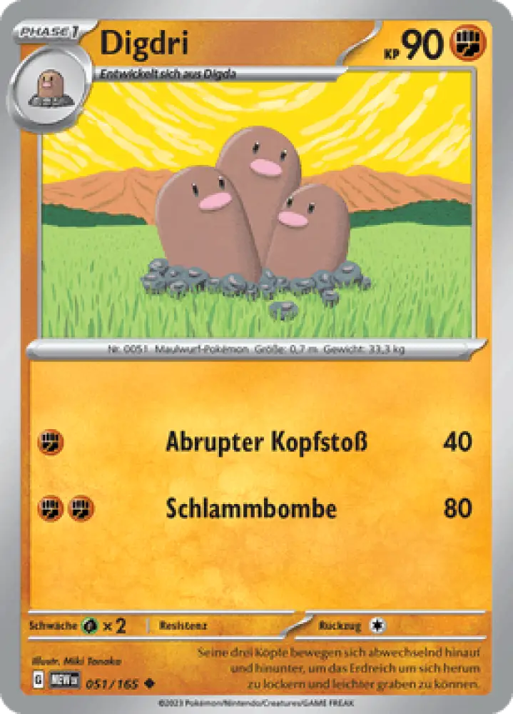 Pokemon 151 Digdri 051/165 Deutsch - Sammelkarten