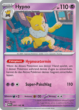 Pokemon 151 Hypno 097/165 Deutsch - Sammelkarten