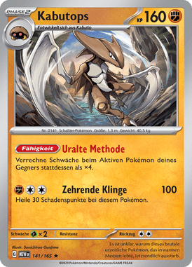 Pokemon 151 Kabutops 141/165 Deutsch - Holo / Near Mint - Sammelkarten