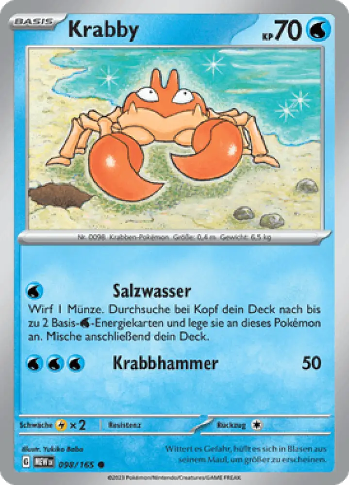 Pokemon 151 Krabby 098/165 Deutsch - Sammelkarten