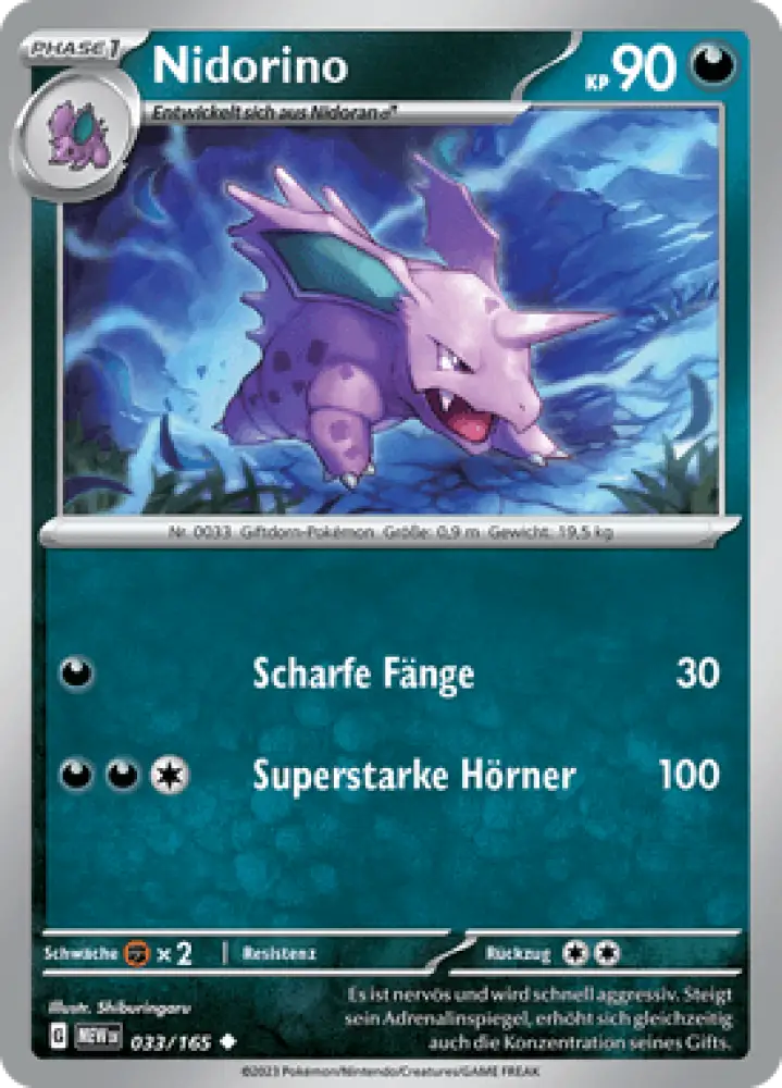 Pokemon 151 Nidorino 033/165 Deutsch - Sammelkarten