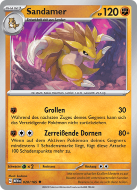 Pokemon 151 Sandamer 028/165 Deutsch - Sammelkarten