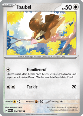 Pokemon 151 Taubsi 016/165 Deutsch - Sammelkarten