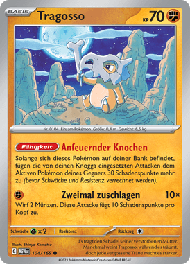 Pokemon 151 Tragosso 104/165 Deutsch - Sammelkarten