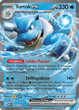 Pokemon 151 Turtok-ex 009/165 Deutsch - Holo / Near Mint - Sammelkarten