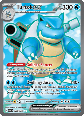 Pokemon 151 Turtok-ex 184/165 Deutsch - Holo / Near Mint - Sammelkarten