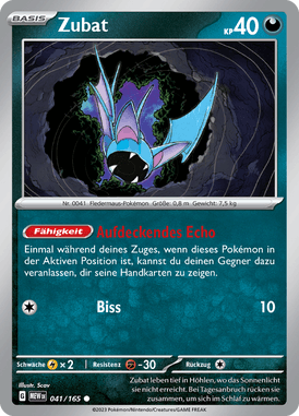 Pokemon 151 Zubat 041/165 Deutsch - Sammelkarten