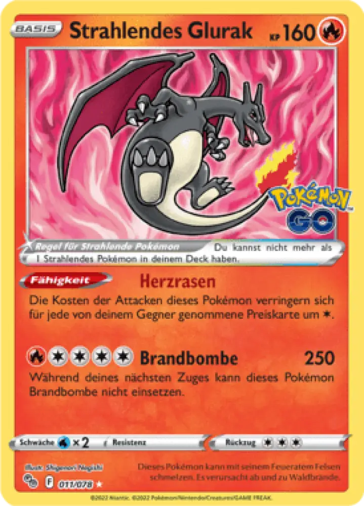 Pokémon GO Strahlendes Glurak 011/078 Deutsch - Sammelkarten