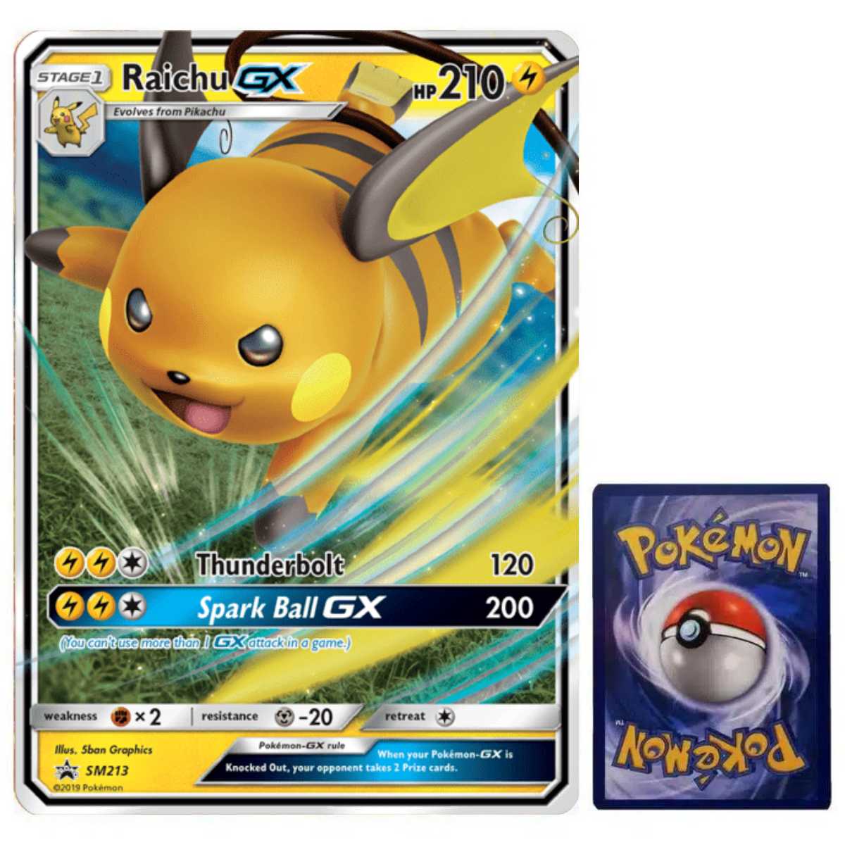 Pokemon Jumbo Karte Raichu GX XXL SM213 Englisch