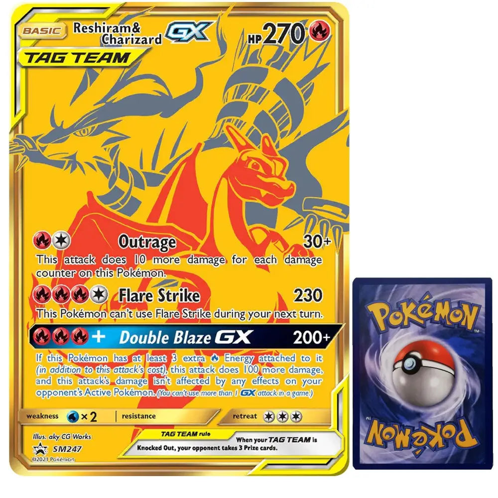 Pokemon Jumbo Karte Reshiram & Charizard GX SM247 XXL Englisch