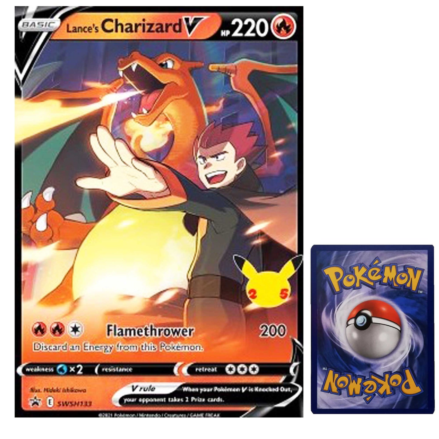 Pokemon XXL Karte Lance`s Charizard V SWSH133 Englisch