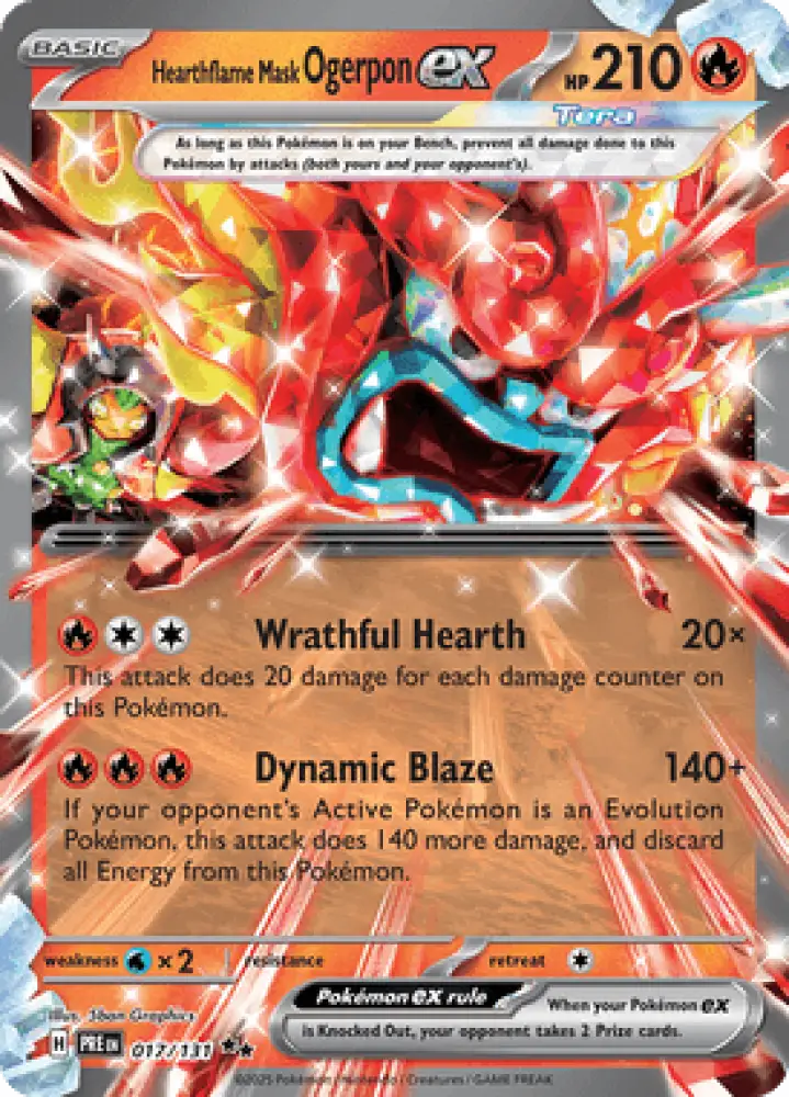 Prismatic Evolutions Hearthflame Mask Ogerpon ex 017/131 Englisch - Sammelkarten