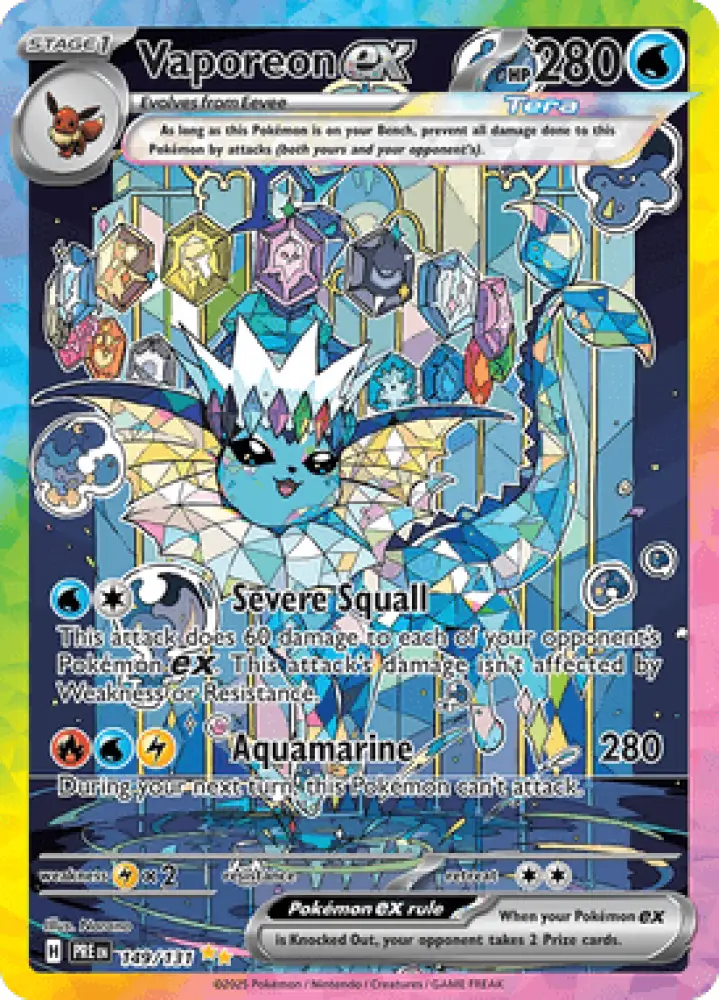 Prismatic Evolutions Vaporeon ex 149/131 Englisch - Holo / Near Mint - Sammelkarten
