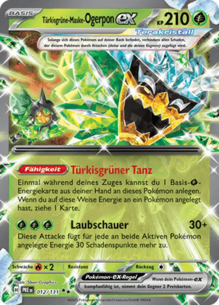 Prismatische Entwicklungen Türkisgrüne-Maske-Ogerpon-ex 012/131 Deutsch - Holo / Near Mint - Sammelkarten
