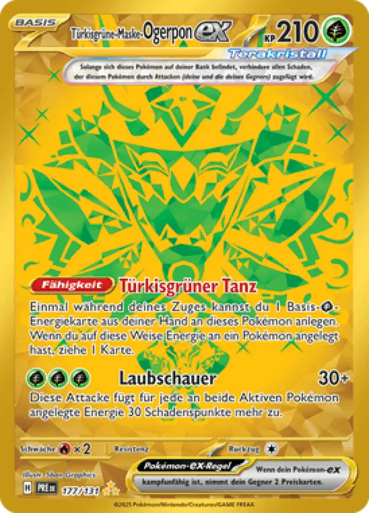 Prismatische Entwicklungen Türkisgrüne-Maske-Ogerpon-ex 177/131 Deutsch - Holo / Near Mint - Sammelkarten