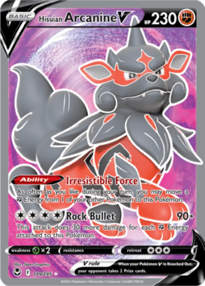 Silver Tempest Hisuian Arcanine V 179/195 Englisch - Holo / Near Mint - Sammelkarten