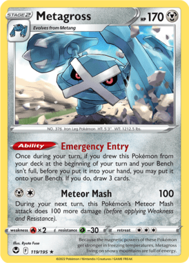 Silver Tempest Metagross 119/195 Englisch - Holo / Near Mint - Sammelkarten