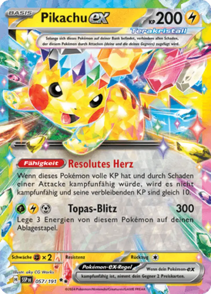 Stürmische Funken Pikachu-ex 057/191 Deutsch - Holo / Near Mint - Sammelkarten