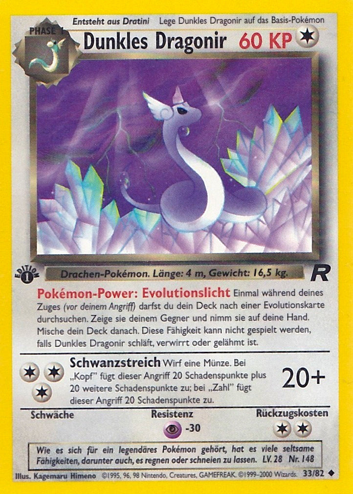 Team Rocket Dunkles Dragonir 033/082 Deutsch - First Edition Karte - Gewöhnlich / Near Mint - Sammelkarten